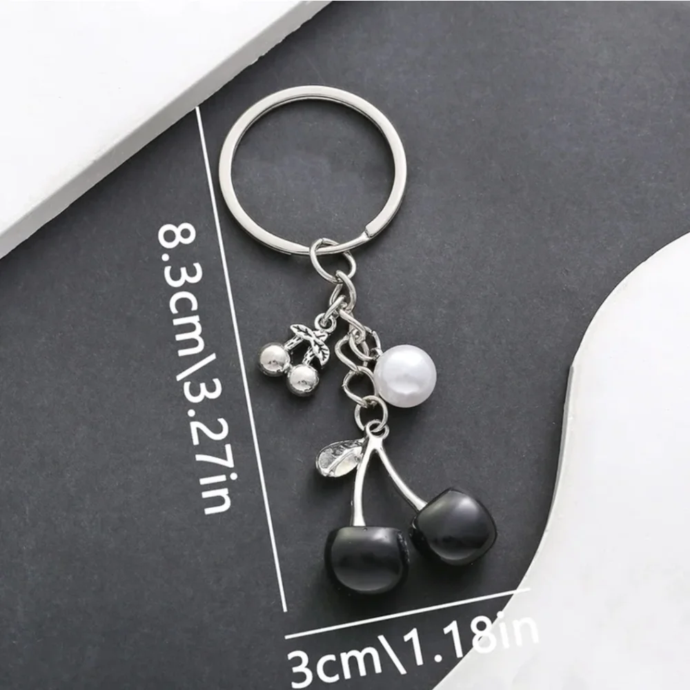Silver & Black Cherry Handbag Charm/Keychain